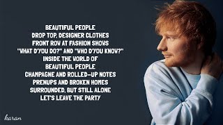 Ed Sheeran - Beautiful People (Lyrics) ft. Khalid #karanslyrics #edsheeran #khalid #beautifulpeople