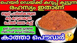 ഏത് ഹെയർ ഡൈയിലും കറുപ്പ് നൽകാൻ ഈ പൊടിയാണ് ബ്യൂട്ടി പാർലർകാർ വരെ ഉപയോഗിയ്ക്കുന്നത് | Natural Hair dye