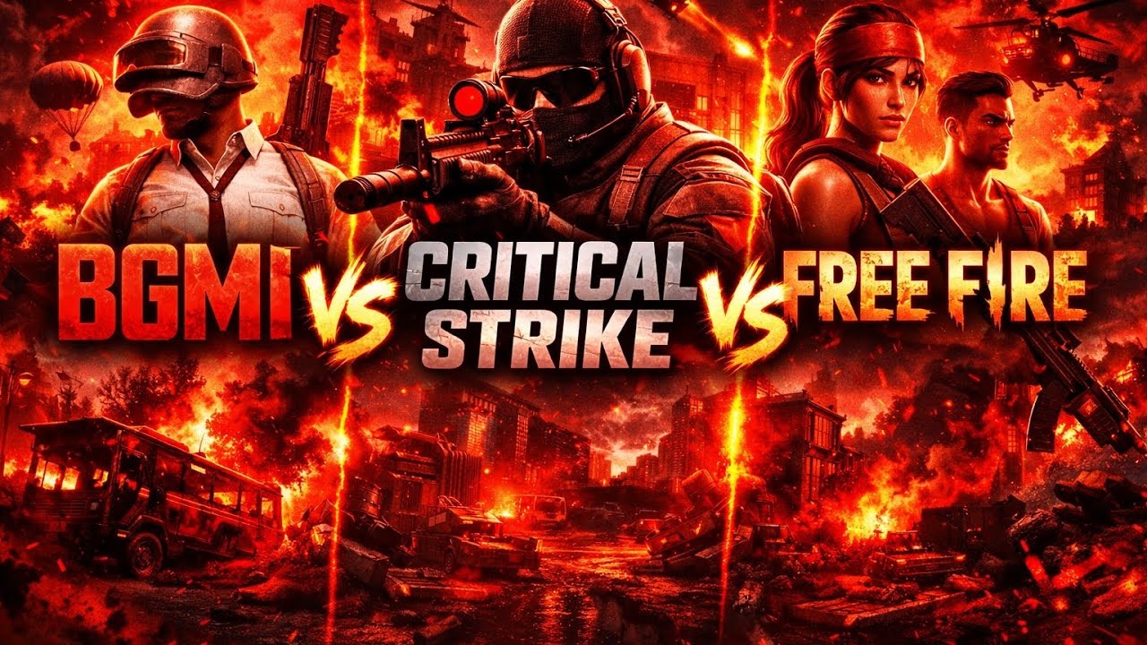 BGMI vs Critical Strike Vs Free fire. Trying all of them.