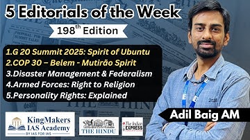 5 Editorials 198 | COP 30 Outcomes G 20 Summit 2025, Personality Rights | 30/11/25 | Adil Baig