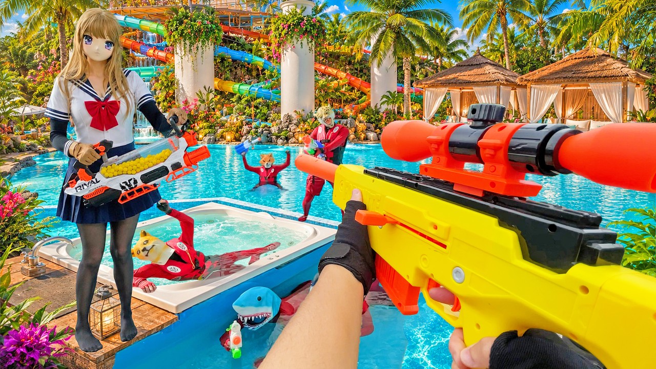 Nerf War | Water Park & SPA Battle Collection 14 (Nerf First Person Shooter)