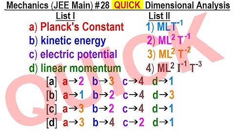JEE Main Physics Mechanics #28 (QUICK!) Dimensional Analysis