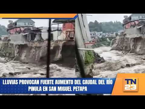 Rains cause major surge in the Pinula River in San Miguel Petapa