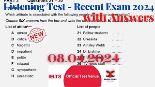 IELTS Listening Actual Test 2024 with Answers | 08.04.2024