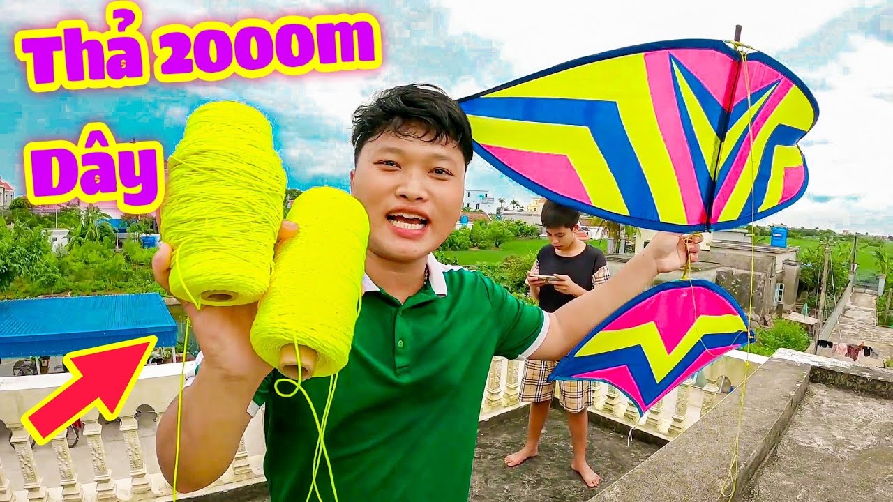 Thả 2000m DÂY Với DIỀU 1m3 Lắp GhéP Khung Cáp Quang Bay Cực Xa