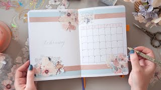 February 2024 Bullet Journal: Pastel Ballerina Theme Set Up | Mystery Journal