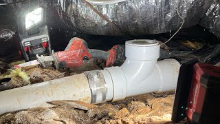 Repiping A Bathroom Drain - Collapsed Cast Iron to PVC