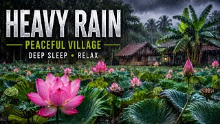 Heavy Tropical Rain in a Peaceful Village | Rain Sounds for Deep Sleep, Insomnia & Relaxation | 4K