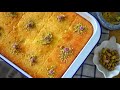 Basbousa Cake With Cream Filling | Semolina Cake Drizzled With Syrup