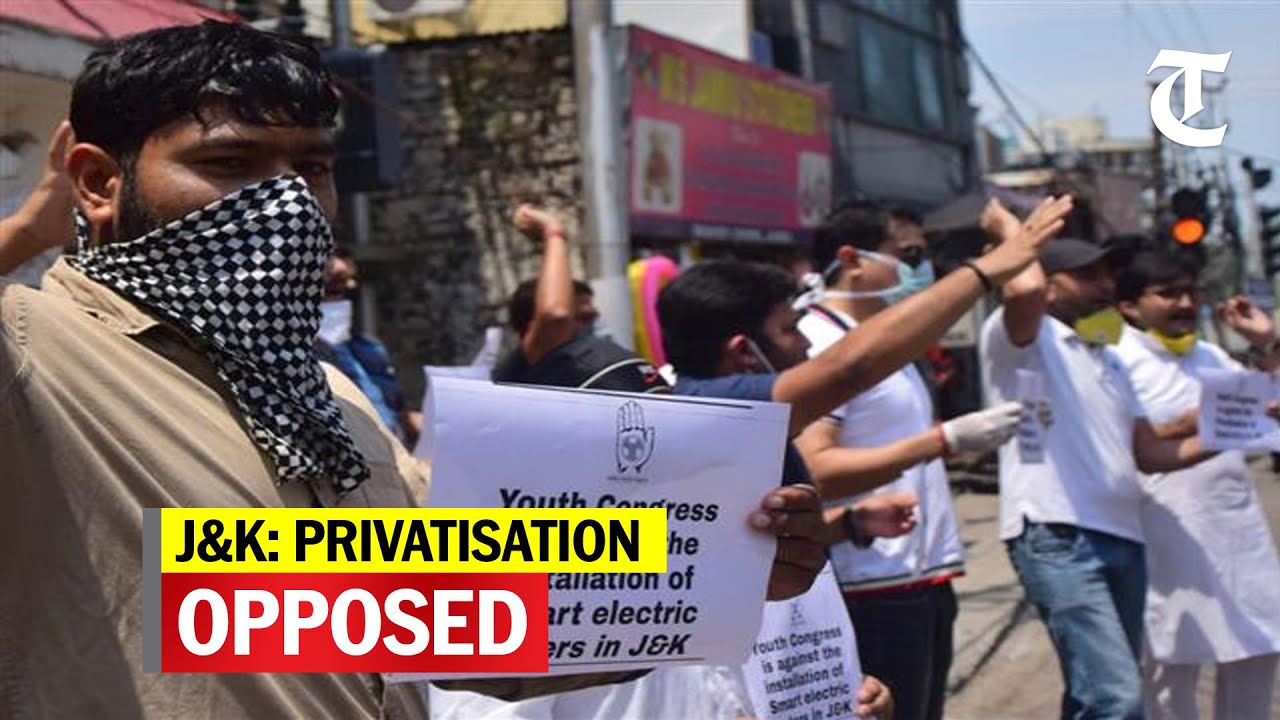 Youth Congress holds protest against privatisation of electricity distribution in J&K