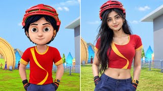 Shiva All Cartoon Characters In Real Life But Female || Shiva Cartoon Vs Female Version