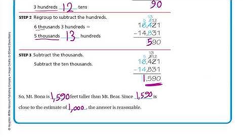 Go Math 4th grade Lesson 1.7 Subtract Whole Numbers