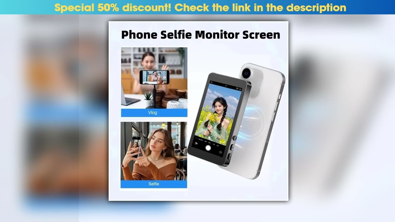 Phone Selfie Monitor Screen Wireless Magnetic Mount Vlog Phone Rear Camera Selfie WiFi Bluetooth