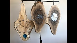 Two Epoxy Resin Wood Wall Clocks