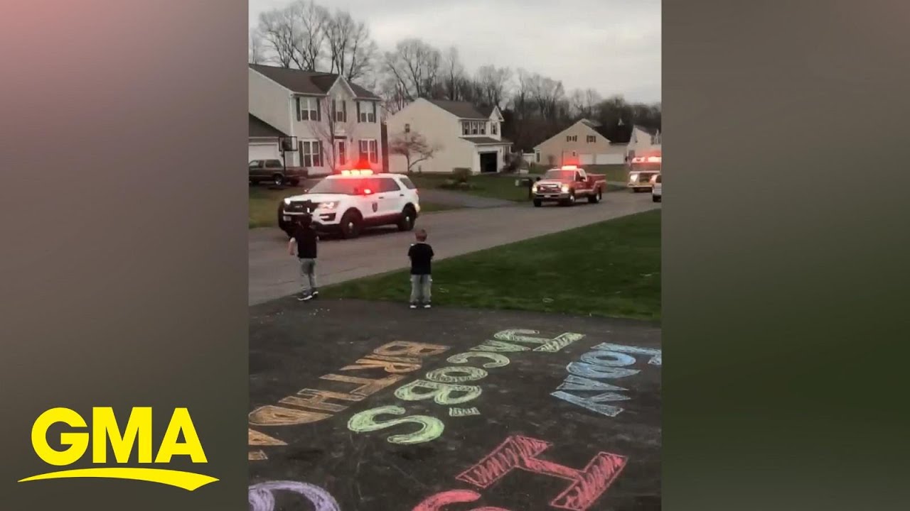 Two little boys got a very special birthday surprise from firefighters and police officers l GMA