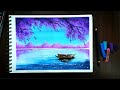 How to Draw Beautiful Riverside Landscape Scenery for beginners - Easy Soft Pastel Drawing/Painting.