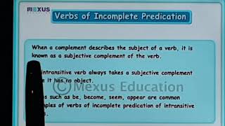 VI English - Verbs of Incomplete Predication