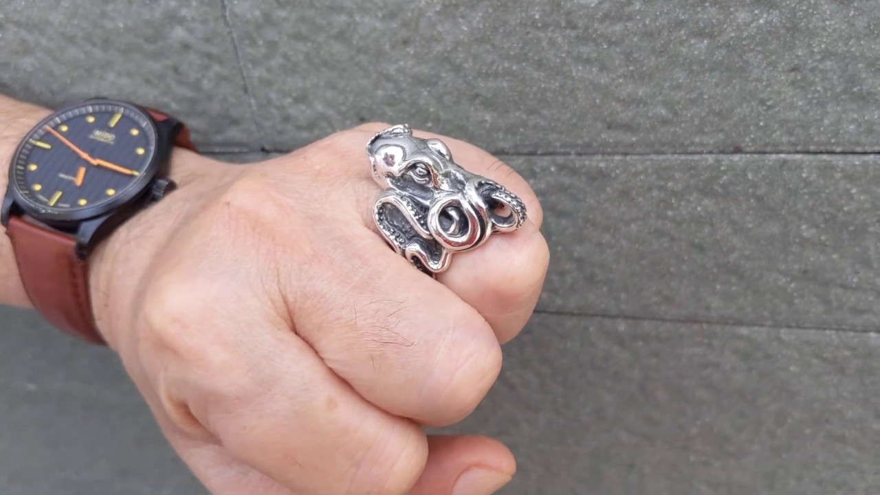 Sterling Silver Octopus Ring, Animal Ring
