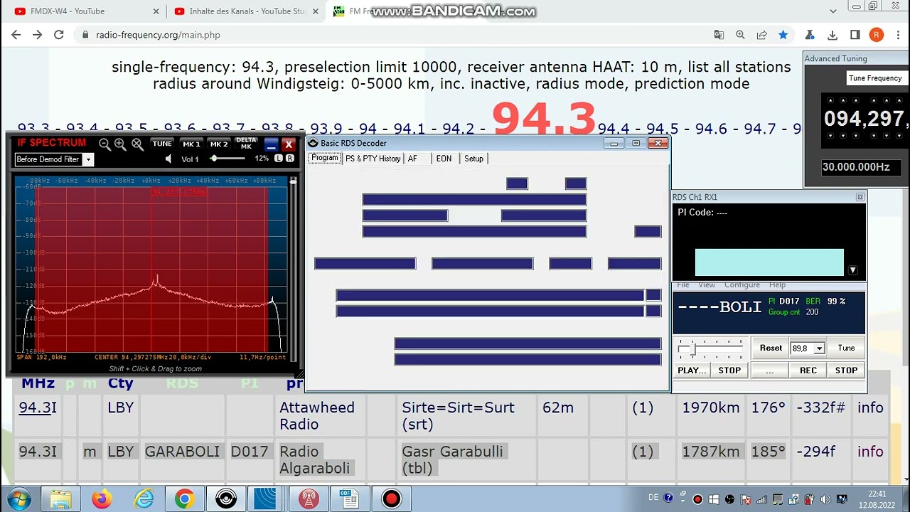 FM DX Es - 100621 1456UTC - 94.3I † Radio Algaraboli (LBY) Gasr Garabulli (tbl) ?kW 1787km