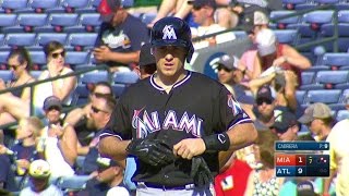 MIA@ATL: Realmuto hits a chopper up the middle