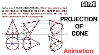 PROJECTION OF CONE RESTING ON BASE | PROJECTION OF SOLID