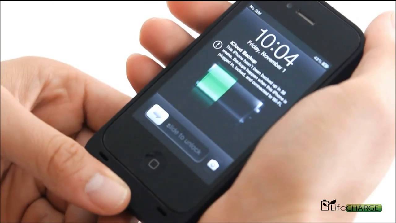 LifeCHARGE MFI Approved 2000mAh Rechargeable Extended Battery Case for Apple iPhone 4/4S