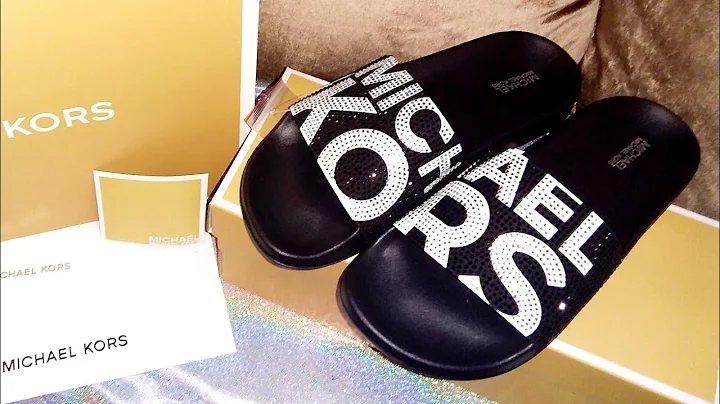 👑 MICHAEL KORS 👑 GILMORE Embellished Graphic Logo Slide Sandal 👡👡 | Unboxing & Review