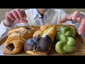【咀嚼音】もちド抹茶、チョコ好きのためのチョコクロワッサン、ダブルクリームサンド、ロングスティックを食べた/Fresh cream bun/생크림빵【食べるだけ】【ASMR】