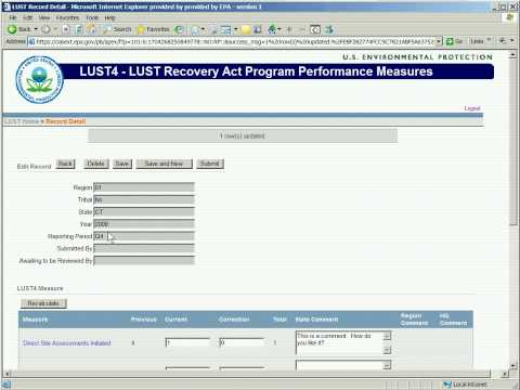 LUST4 Training Video 2009 09 10 State Data Entry