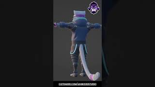 Cyberpunk Cat 3D Character Model | PBR | BLEND FBX OBJ | Unity + Unreal Ready | T-Pose