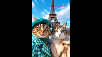 "Adorable Cats Take a Selfie in Paris 🇫🇷 | Eiffel Tower Tourist Adventure in 4K"#shorts #funny
