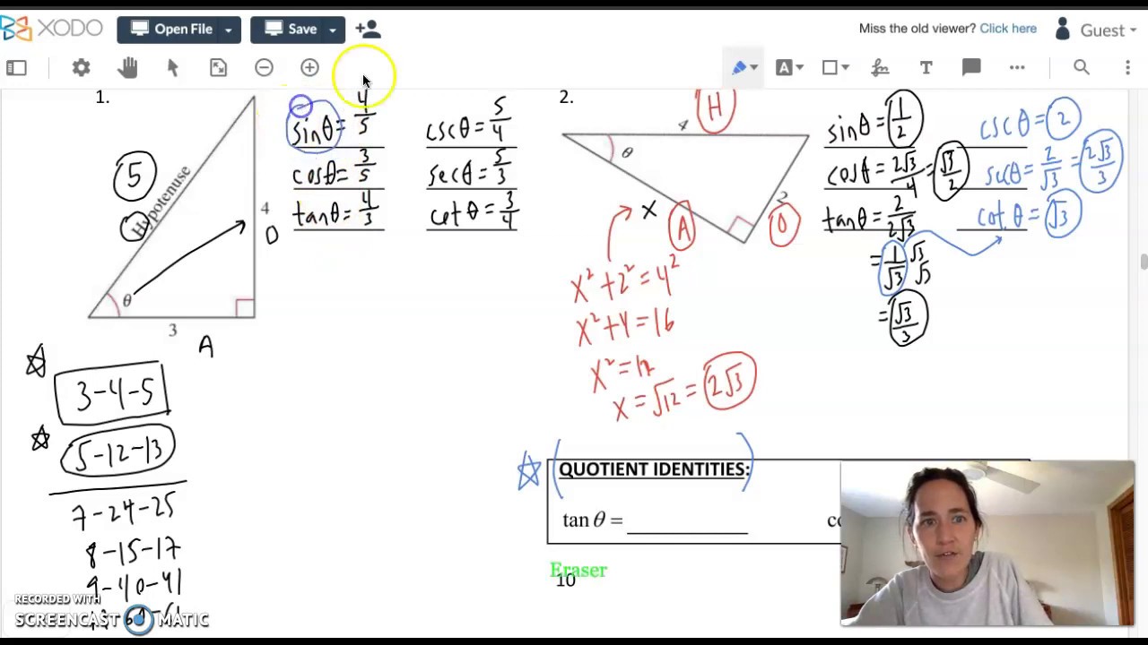 Acc Alg 2 Right Triangle Trig - YouTube