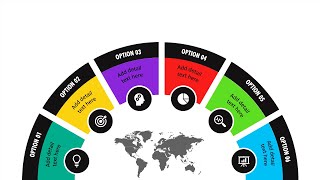 Create 6 Options with World Map Slide in PowerPoint. Tutorial No.: 959