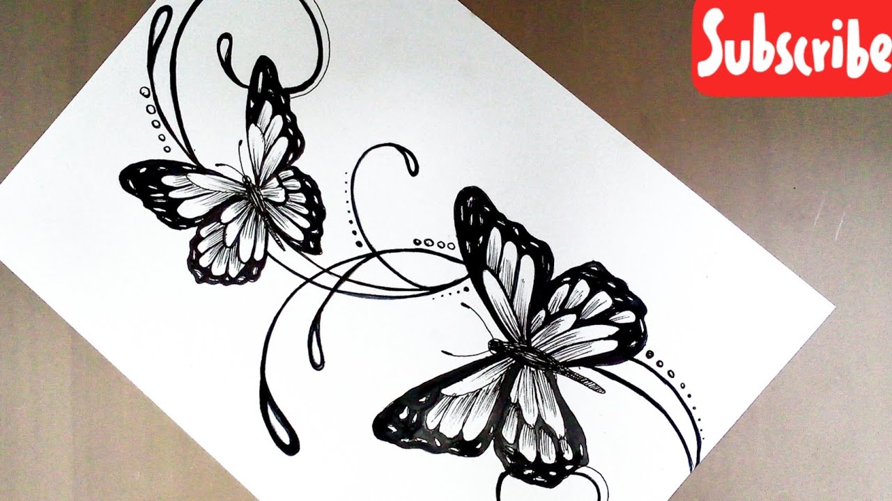 How to draw butterflies easy step by step || Butterfly tattoo ...