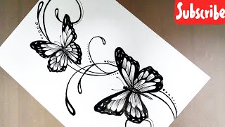 How To Draw Butterflies Easy Step By Step Butterfly Tattoo Drawing