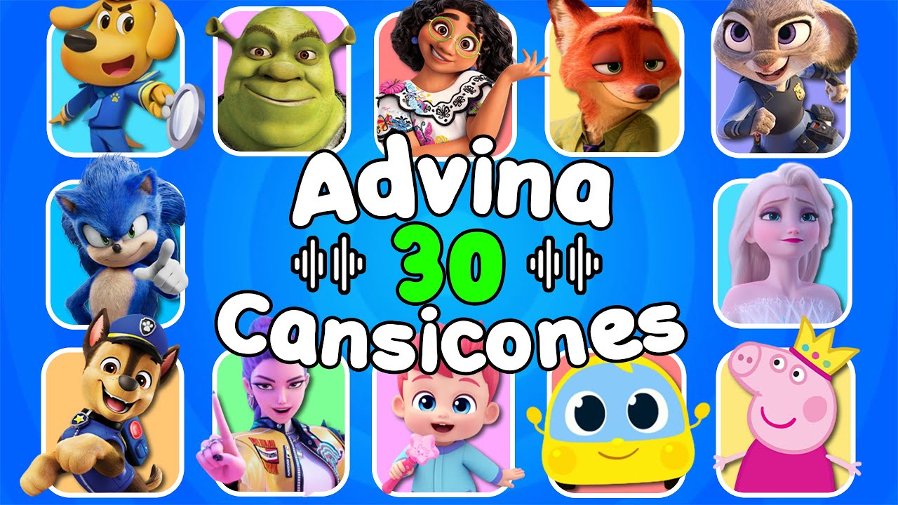 ¡Adivina 30 CANCIONES INFANTILES! 😍🎶Coco👦Frozen❄️Moana💃 ¿Como se llama la Canción?