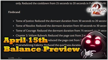 April 15th Balance Preview Notes | Xpac Delay - Mar 22nd Guild Wars 2 News