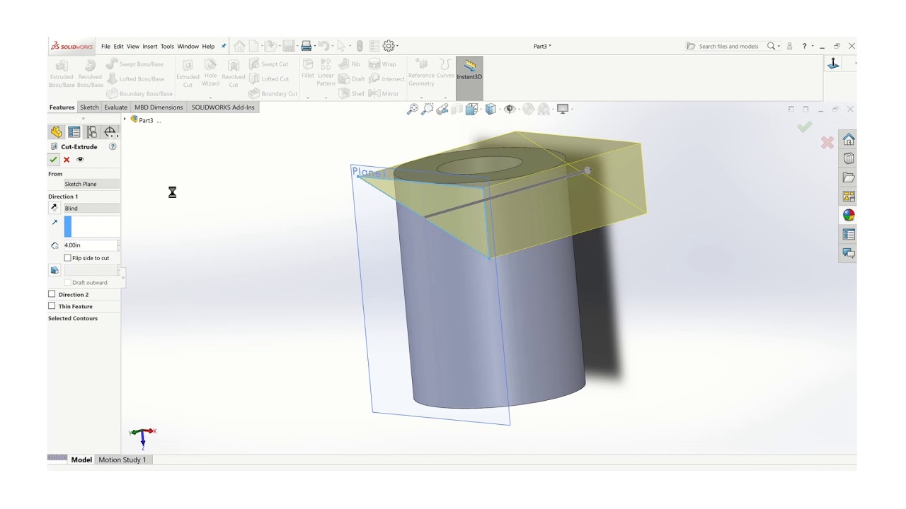 How To Create A Plane On A Cylinder In Solidworks