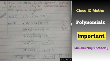 Find zeros of quadratic polynomial x2+7x+10 & verify relationship between zeros & coeff#class10