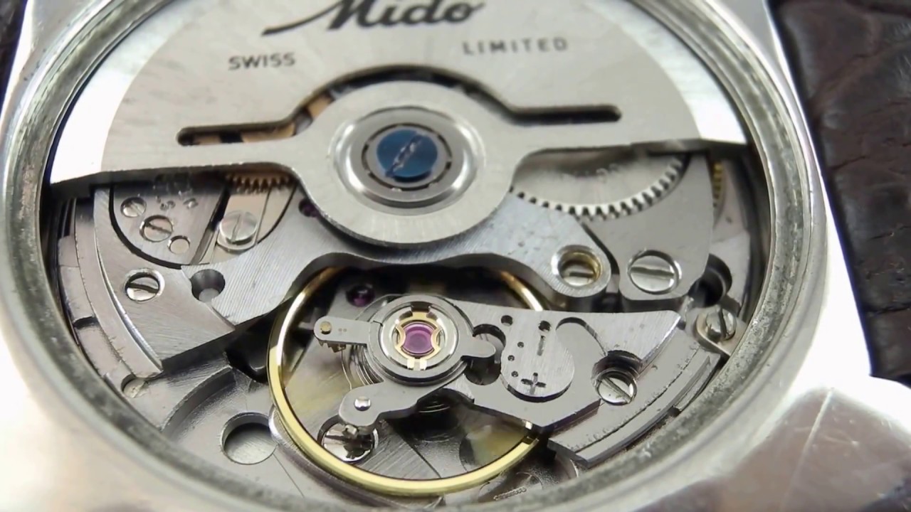 Mido automatic multi star watch movement cal.001147 running. - YouTube