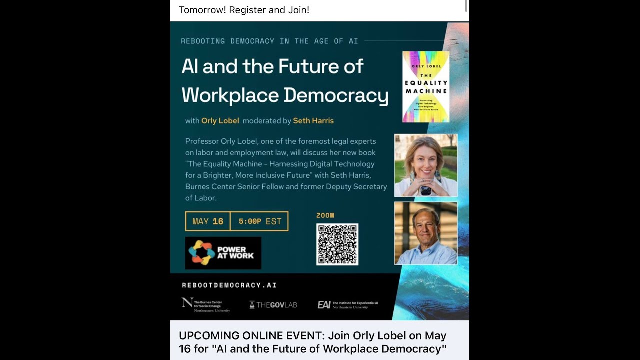 Reboot Democracy: AI and the Future of Workplace Democracy with Orly Lobel - May 16, 2024