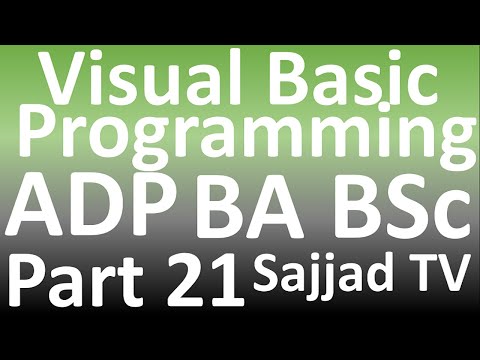 ADP || Associate Degree Program || VB || Visual Basic Programs || BSc BA || Compute Science Part 21