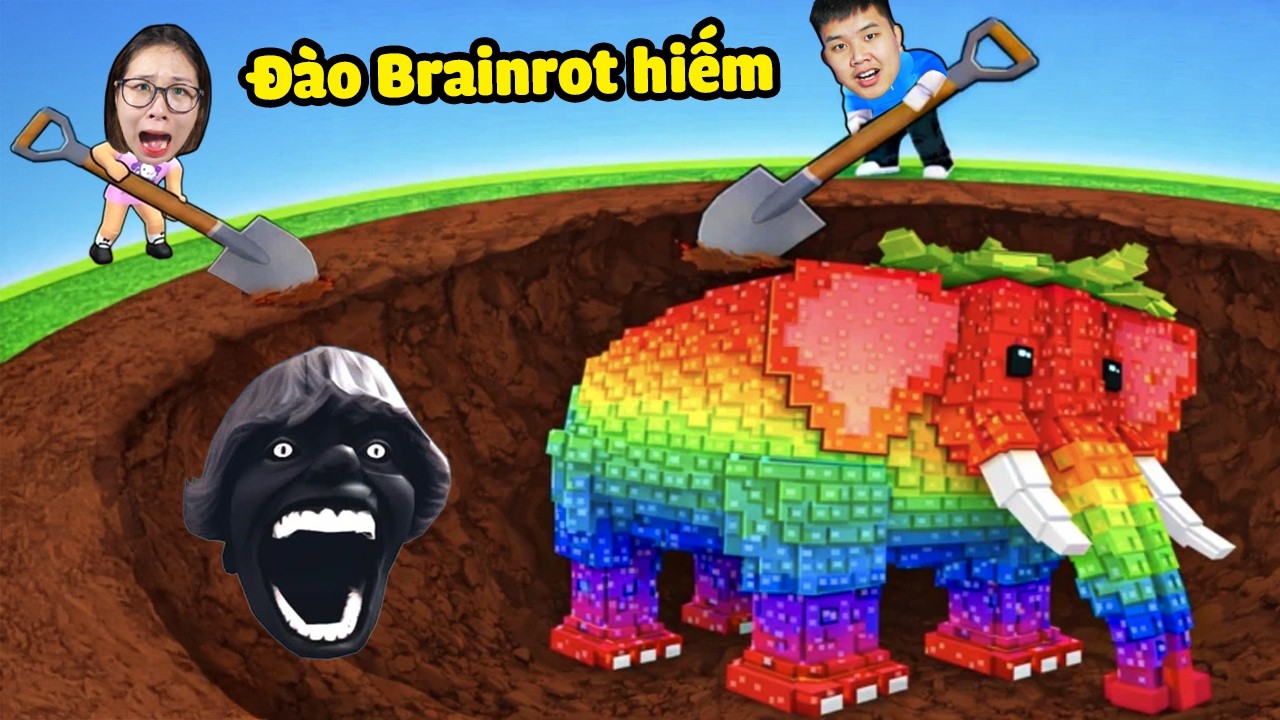 Thử thách Đào Brainrot khổng lồ siêu hiếm đắt tiền nhất !? bqThanh Đào Toàn Vip Ốc Cùi Bị Troll