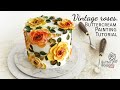 Palette knife "Vintage Roses", Buttercream flowers painting on cake, Tutorial | Butter & Blossoms ​