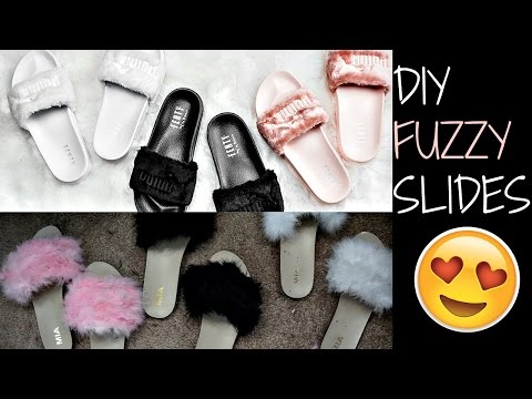 rihanna fuzzy slides