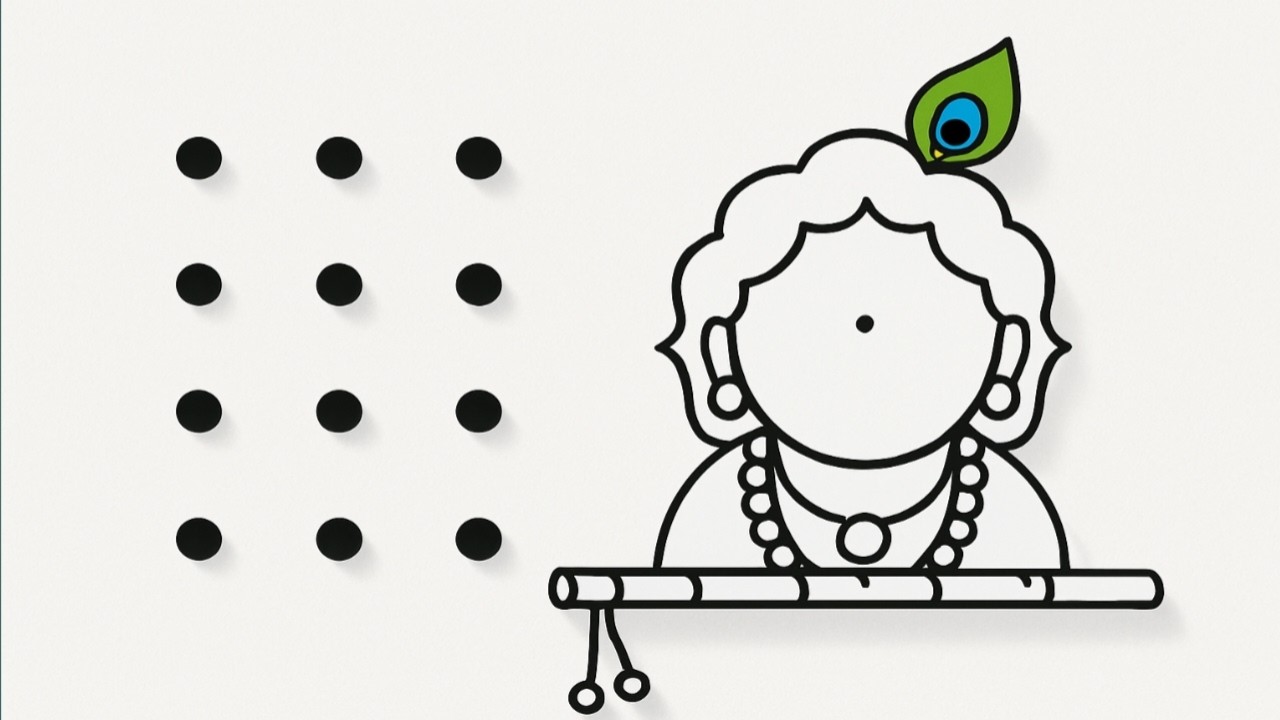 Bal krishna drawing from 3×4 dots easy step by step |Easy drawing | dots drawing#balkrishna #drawing