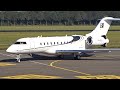 Bombardier global 5000 landing  taxiing at eindhoven airport