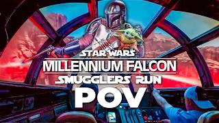 NEW Millennium Falcon Smugglers Run with Mandalorian & Grogu POV [4K]  All 3 Planets Disney Ride POV