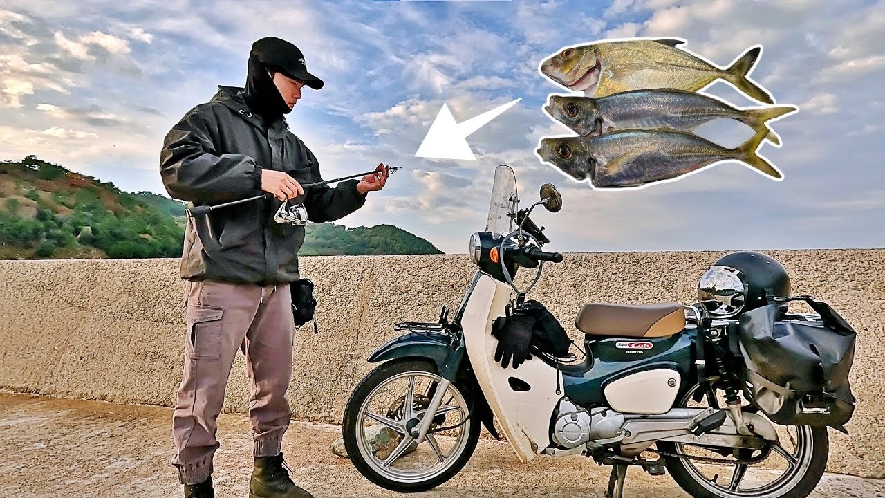 2 ночи рыбалки на небольшом корейском острове [ 110cc мотоцикл кемпинг ]