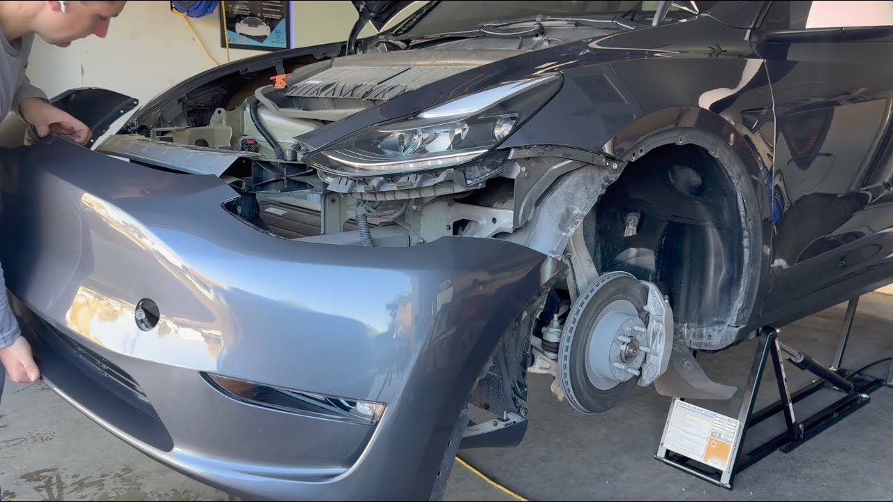 How to Remove a Tesla Model Y Front Bumper - YouTube